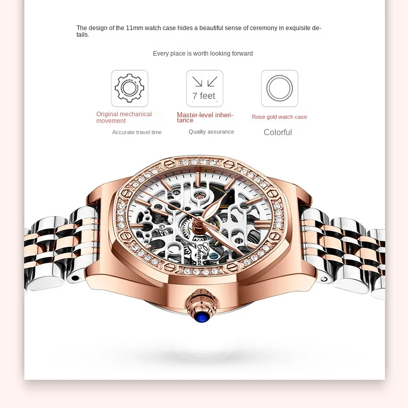 Модные женские высококачественные выдолбленные полностью автоматические механические водонепроницаемые часы, мужские изысканные светящиеся часы