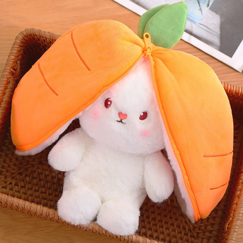 Милый Фрукт Превращается в куклу-кролика с Клубникой, Плюшевую игрушку, Морковного Кролика, Маленькую фруктовую куклу, Маленькую куклу-кролика, Подарочные плюшевые игрушки
